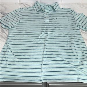 Boy’s Vineyard Vines Striped Blue Edgartown Polo Shirt Large (16)